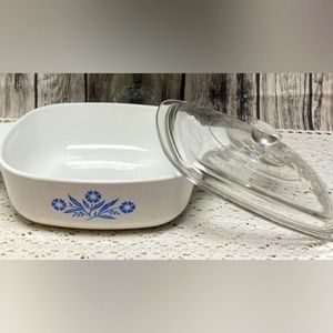Vintage Cornflower Blue Corningware 1 quart casserole baking dish with lid